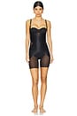 view 2 of 4 Open Bust Midthigh Bodysuit in Very Black