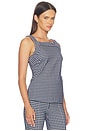 view 2 of 5 Ponte High Neck Tank Top in Timeless Navy Gingham