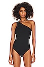 view 2 of 5 Suit Yourself Ribbed One Shoulder Bodysuit in Classic Black