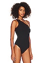 view 3 of 5 Suit Yourself Ribbed One Shoulder Bodysuit in Classic Black
