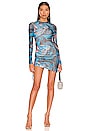 view 1 of 3 Katya Ruched Mini Dress in Blue Marble