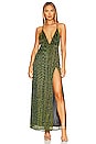 view 1 of 4 Hailee High Slit Maxi Dress in Green Metallic