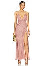 view 1 of 4 Hailee High Slit Maxi Dress in Pink Metallic