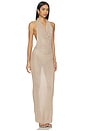 view 1 of 4 Brylee Knit Drape Maxi Dress in Nude Metallic