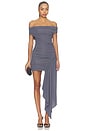 view 1 of 4 X Hannah Lizzy Mallery Drape Mini Dress in Charcoal