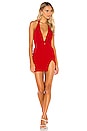 view 1 of 3 Rihanna Twist Halter Dress in Red