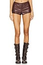 view 1 of 6 Gianna Faux Leather Shorts in Brown