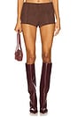 view 1 of 6 Jessica Faux Suede Short in Dark Brown