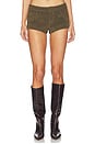 view 1 of 6 Frannie Faux Suede Short in Olive Green