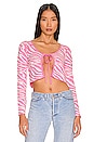 view 1 of 4 Maime Tie Front Cardigan in Pink Zebra