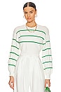 view 1 of 4 Sophia Stripe Sweater in White & Green