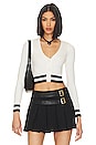 view 1 of 4 Nichole Cropped Sweater in White & Black