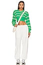 view 4 of 4 Sophia Stripe Sweater in Green & White