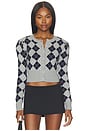 view 1 of 4 Danika Cardigan in Navy & Grey Argyle
