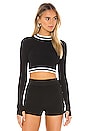 view 1 of 4 Janelle Striped Crop Top in Black & White