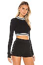view 2 of 4 Janelle Striped Crop Top in Black & White