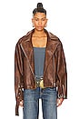 view 1 of 5 Lana Faux Leather Jacket in Brown