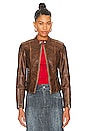 view 1 of 5 Steph Faux Leather Moto Jacket in Brown