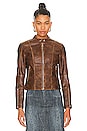 view 2 of 5 Steph Faux Leather Moto Jacket in Brown