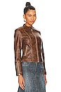 view 3 of 5 Steph Faux Leather Moto Jacket in Brown