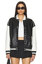 view 1 of 5 Parker Faux Leather Varsity Jacket in Black & White