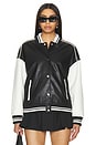 view 2 of 5 Parker Faux Leather Varsity Jacket in Black & White