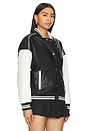 view 3 of 5 Parker Faux Leather Varsity Jacket in Black & White