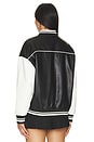view 4 of 5 Parker Faux Leather Varsity Jacket in Black & White