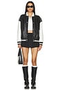 view 5 of 5 Parker Faux Leather Varsity Jacket in Black & White