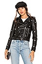 view 2 of 5 Lydia Embroidered Moto Jacket in Black & White