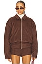 view 1 of 4 Jessica Faux Suede Bomber in Dark Brown