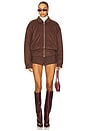 view 4 of 4 Jessica Faux Suede Bomber in Dark Brown