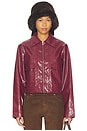 view 1 of 4 Leighton Faux Leather Jacket in Wine