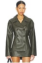 view 1 of 4 Caroline Faux Leather Jacket in Olive Green