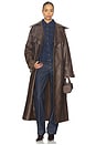 view 1 of 4 Astra Faux Leather Trench in Brown