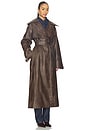 view 3 of 4 Astra Faux Leather Trench in Brown