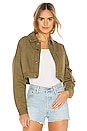 view 1 of 4 Vanessa Cropped Denim Jacket in Green