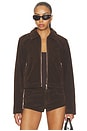 view 1 of 5 Frannie Faux Suede Jacket in Dark Brown