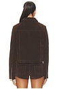 view 5 of 5 Frannie Faux Suede Jacket in Dark Brown