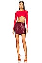 view 4 of 5 Kodie Lace Up Skirt in Wine Red