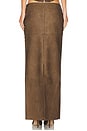 view 4 of 6 Mazu Faux Leather Maxi Skirt in Distressed Brown