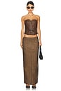 view 5 of 6 Mazu Faux Leather Maxi Skirt in Distressed Brown