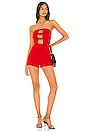 view 1 of 3 Avril Strapless Romper in Red