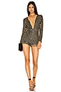 view 1 of 4 Krissy Deep V Romper in Black & Gold
