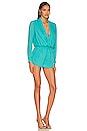 view 2 of 3 Kaycie Drape Neck Romper in Teal