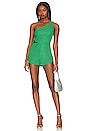 view 1 of 4 Aimey One Shoulder Romper in Green
