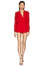 view 4 of 4 Kaycie Drape Neck Romper in Red