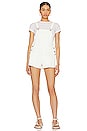 view 1 of 4 Meghan Distressed Short Overalls in Bone