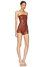view 2 of 3 Briar Faux Leather Romper in Brown