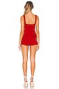 view 3 of 3 Kimmy Button Front Romper in Red